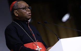 Nigerian Cardinal John Onaiyekan speaks at the International Eucharistic Congress in Budapest, Hungary, Sept. 9, 2021. Daniel Ibáñez/CNA.